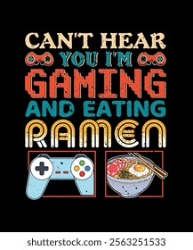 Retro Pixel Art Gaming T-shirt And Food Humor Graphic For Apparel.