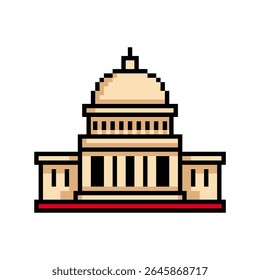 Um ícone retrô de arte em pixels do Capitólio dos EUA, simbolizando o governo e a democracia americana.