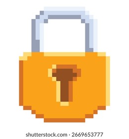 retro pixel art padlock vector illustration