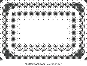 Retro pixel art rectangle frame. 8 bit bitmap dotted gradient border with copy space. Vintage digital 8 bit background.