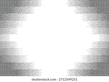 Marco de rectángulo retro pixel art. Borde de degradado punteado de mapa de bits de 8 bits con espacio de copia. Fondo digital de 8 bits de Antiguas.

