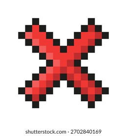 Retro pixel art red cross icon for design projects