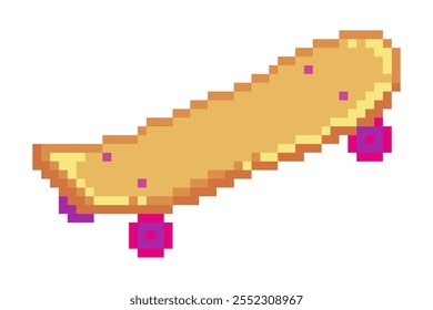 Retro Pixel Art Skateboard, 8-Bit-Symbol.