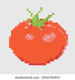 Retro pixel art tomato isolated icons.