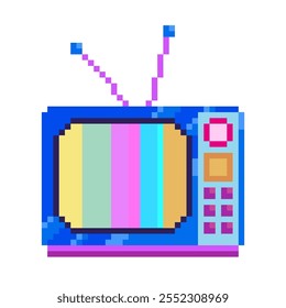 Retro Pixel Art TV No Signal Screen, Icône 8 bits.