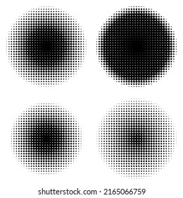 Retro pixel circle. black art halftone. Geometric texture. Vector illustration. Stock image. 