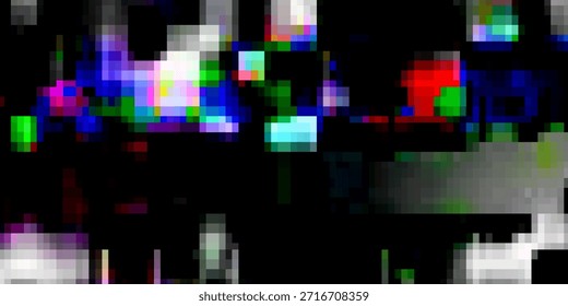 Plano de fundo de falha de pixel retro. Sobreposição de falha analógica. Vetor sem sinal vintage TV frame