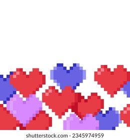 Borde del corazón rojo del píxel retro