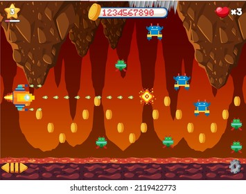 Retro pixel space game interface illustration