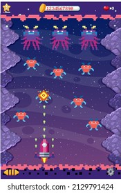 Retro pixel space game interface illustration