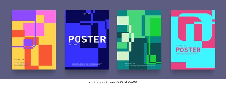 Retro Pixel Square with Green, Pink, Blue, Orange Color. Trendy Set Background Technology for Poster, Website, Placard, Cover, Advertising. Vector Illustration.
