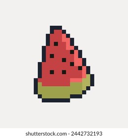 Retro pixel watermelon fruit. Vector illustration
