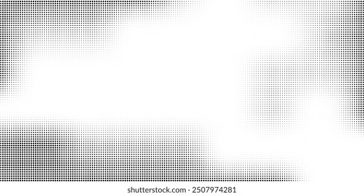 Retro pixelated backdrop. Grunge halftone gradient background. Vector graphic design textured template