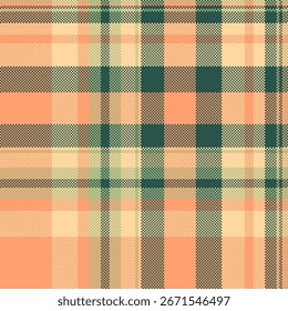 Retro pixelated plaid pattern in warm, earthy tones. Texture representing comfort, nostalgia, and autumnal themes. Perfect for backgrounds, textiles, and digital designs.