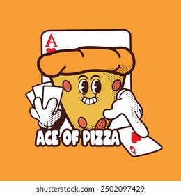 RETRO PIZZA ACE CHARACTER ILLUSTRATION