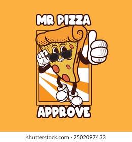 RETRO PIZZA APROVE CHARACTER ILLUSTRATION