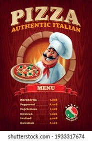 retro pizza flyer with italian chef