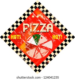 retro pizza menu card o. advertising design, vector