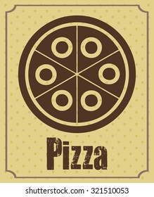 Retro Pizza Sign Card, Vector Illustration.