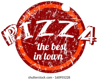 retro pizza sign / stamp, vector illustration