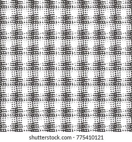 Retro plaid fabric texture. Monochrome graphic pattern. Abstract vector.