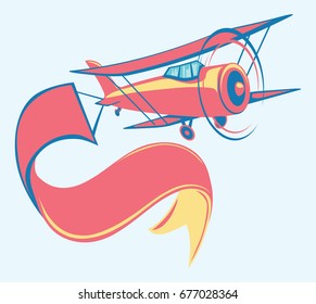 Retro plane with advertising banner