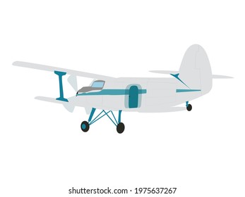 Retro plane flying isolated on white background. Small old airplane fly. Vintage cessna skyhawk icon, vector repeat design eps 10