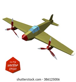 Retro plane on a white background. The twin-engine fighter. Vintage. Vector illustration.
