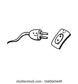 retro plug and unplug cute doodle cartoon