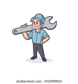 Retro Plumber Mascot Vector Logo