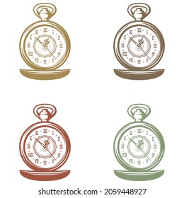 Retro Pocket Watch Vektorgrafik. Retro-Uhr-Symbol einzeln auf weißem Hintergrund
