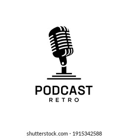 Retro podcast usable logo template. Logo can be used for music, sound, icon, vintage, and business company