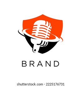Retro podcast usable logo template. Logo can be used for music, sound, icon, vintage, and business company