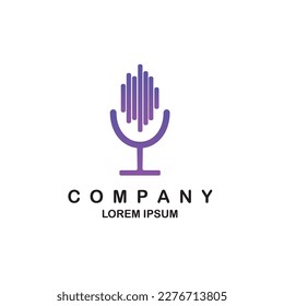Retro podcast usable logo template Icon on a white background, icon, stamp, logo. Stock vector illustration.
