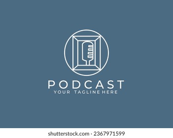Retro podcast usable logo template. Logo can be used for music, sound, icon, vintage, and business company