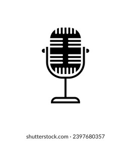 Plantilla de logotipo utilizable para podcast retro. El logotipo se puede utilizar para la música, el sonido, el icono, la cosecha y la empresa de negocios