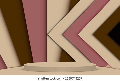 retro podium with retro paper background in the studio room