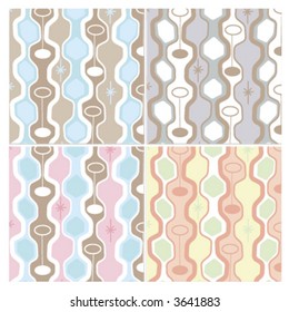 retro pods 4 color pastel combo (vector) - illustrated background