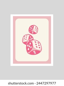 Retro Poker Art, Pink Ace King and Queen of Hearts Playing Card Posters