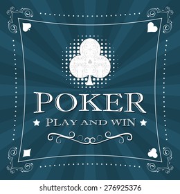 Retro poker vector background with card symbol and ornate frame