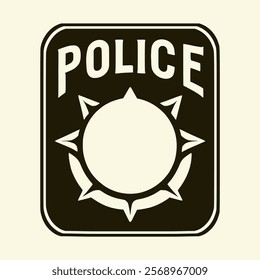 retro police badge emblem label vintage security safety society vector illustration template design