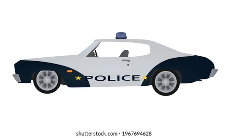 Retro police car. vector illustration