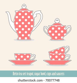 Retro polka dot tea set