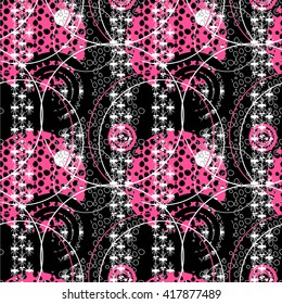 Retro pop 80s seamless vector pattern. Vector illustration of hand drawn doodle artistic seamless background. Abstract wallpaper.