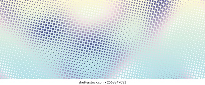 Retro pop art background with halftone gradient of blue and yellow. The background features a dotted texture with blue and yellow hues. Minimal halftone vector gradient background.