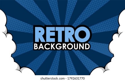 Retro Pop art comic background with cloud and star. Cartoon Vector Illustration on bright