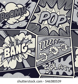 Retro Pop Art Comic Shout Seamless Pattern
