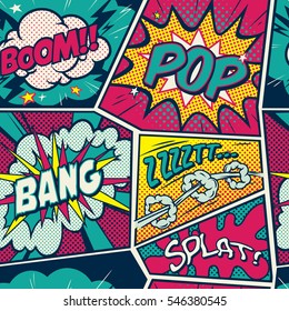 Retro Pop Art comic shout seamless pattern
 svg