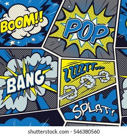 Retro Pop Art comic shout seamless pattern
 svg