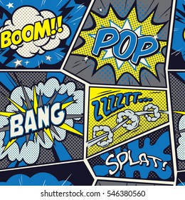 Retro Pop Art Comic Shout Seamless Pattern
